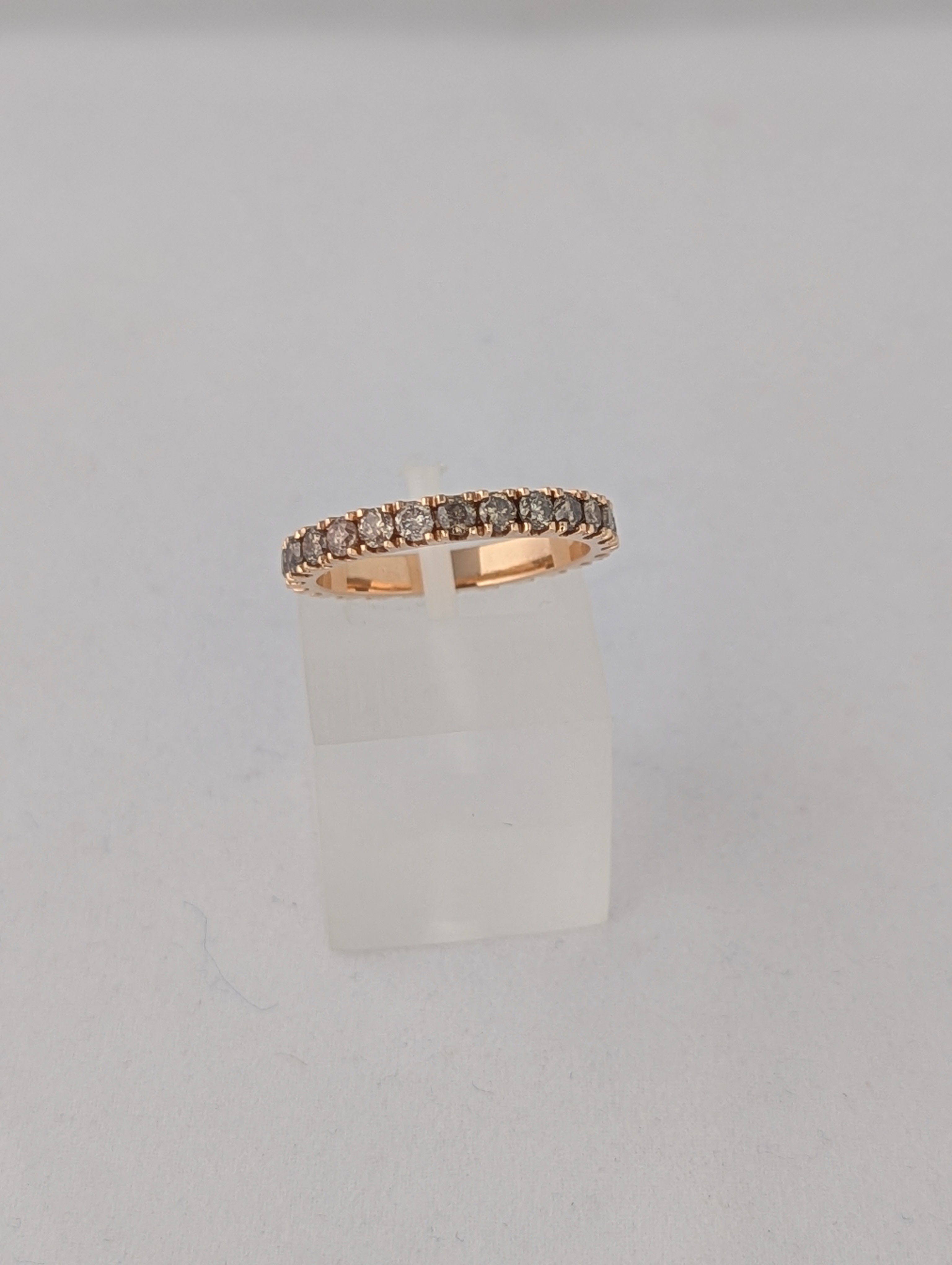 18kt Rose Gold Eternity Ring with Brown Polished Natural Diamonds