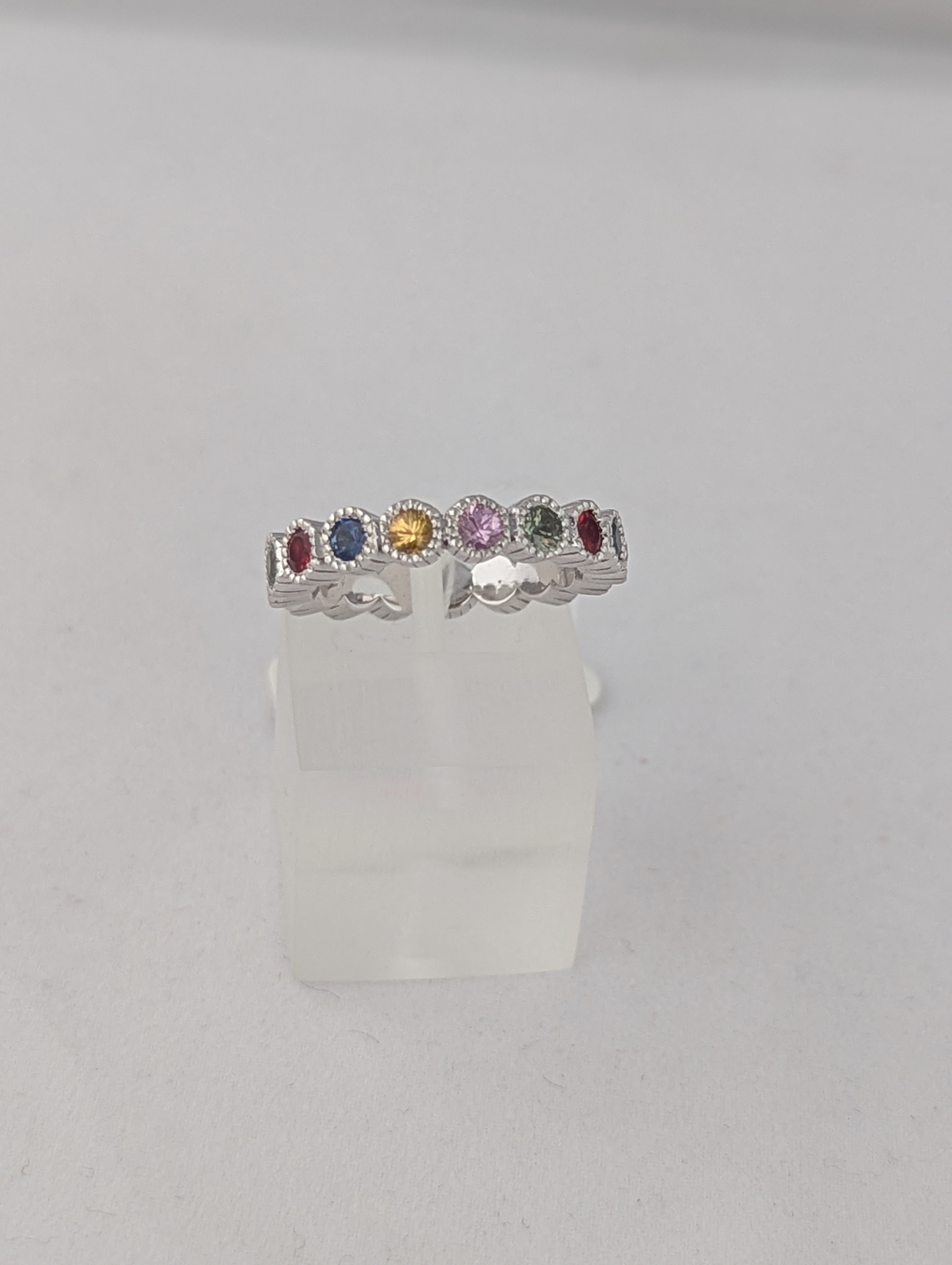 18kt White Gold Eternity Ring with Sapphires