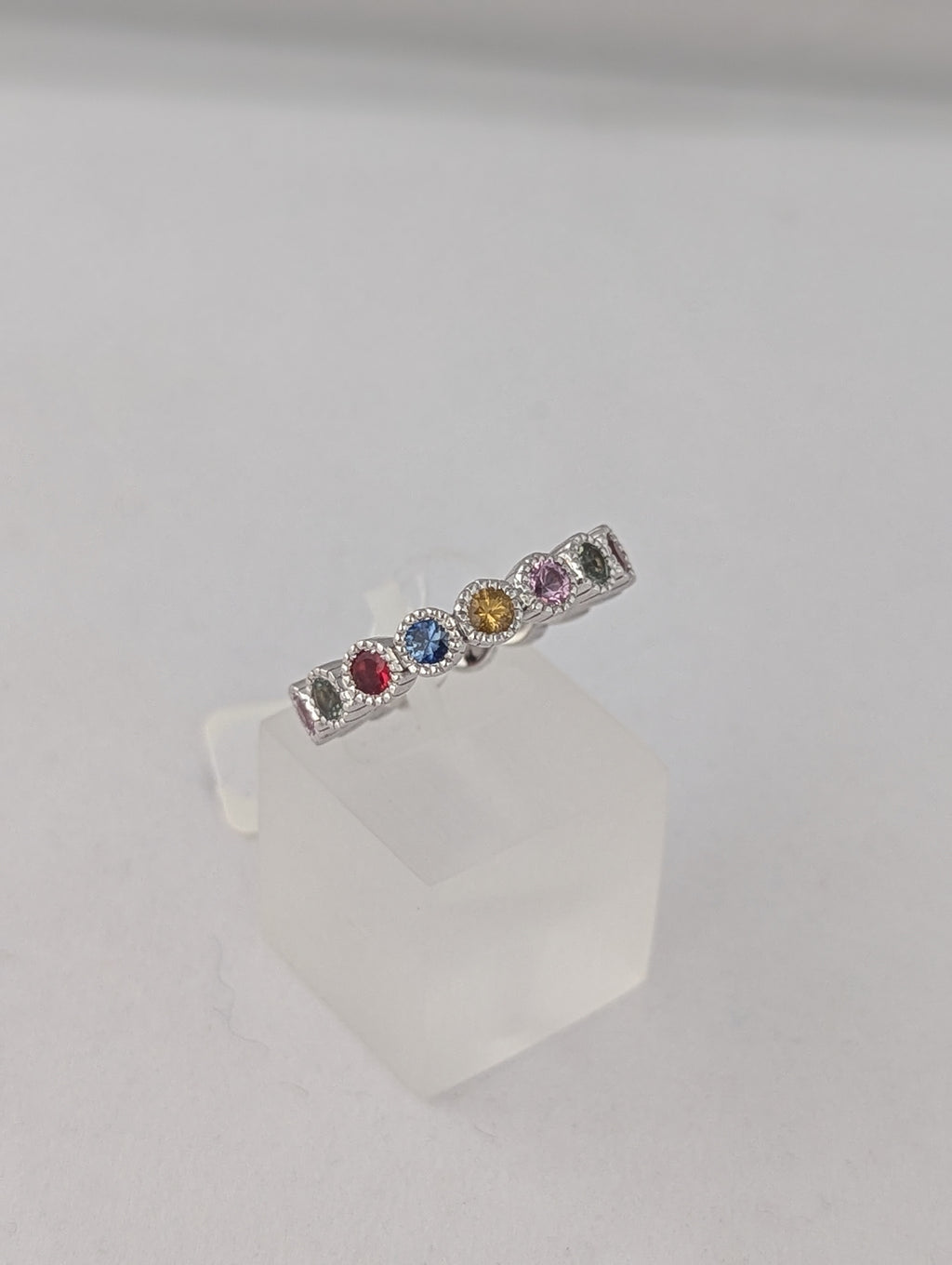 18kt White Gold Eternity Ring with Sapphires